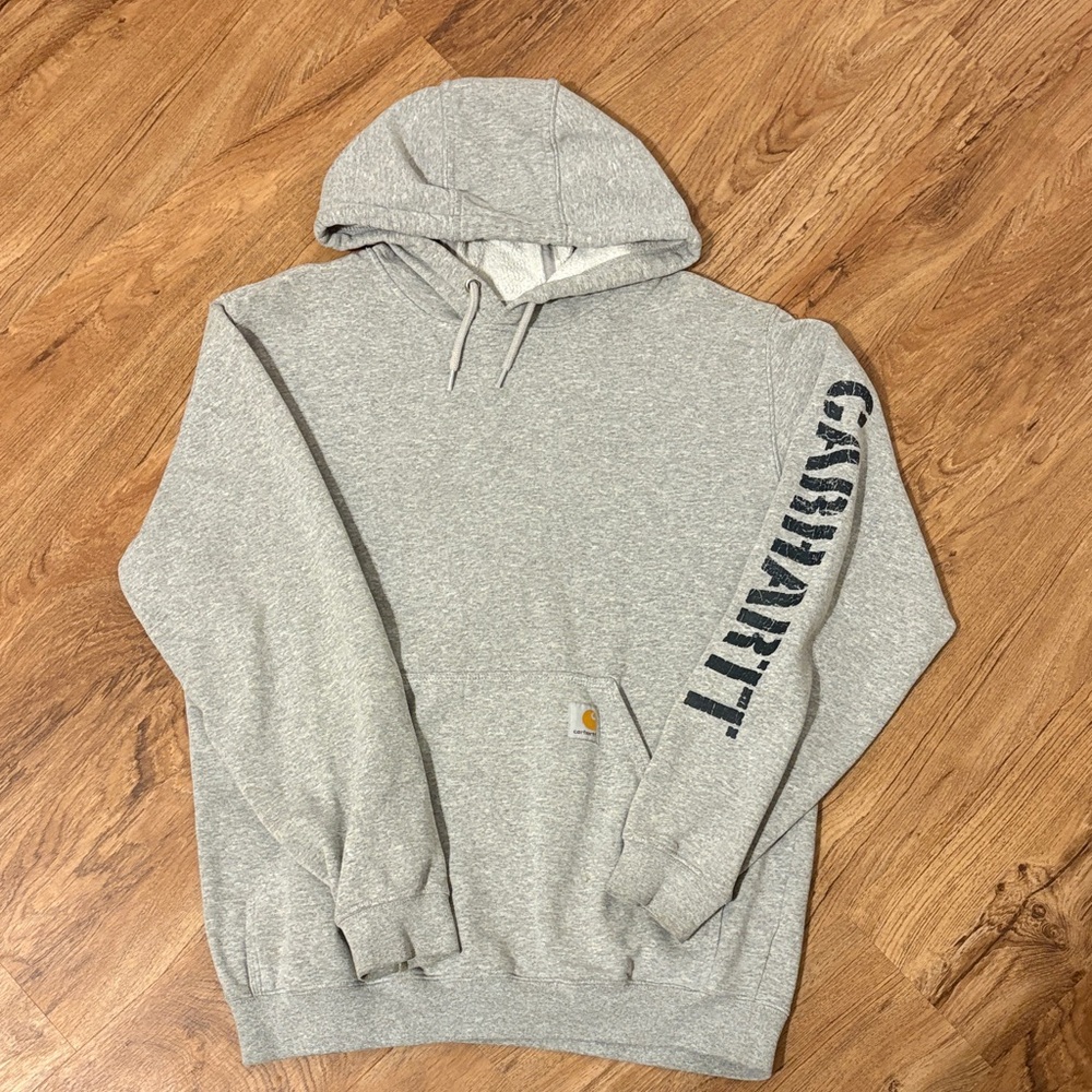 Carhartt Heather Gray Hoodie with Black Logo
